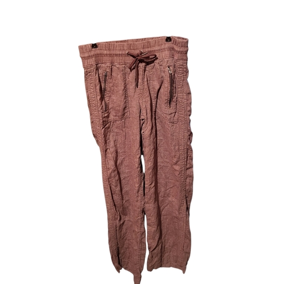 Athleta Cabo Linen Wide Leg Pant Light Red Size 4 Tall - Picture 2 of 8